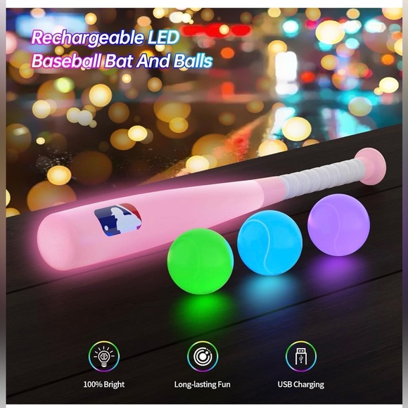 LED Light Up Tee Ball Set for Toddlers Rechargeable PINK Brand New - Picture 3 of 11
